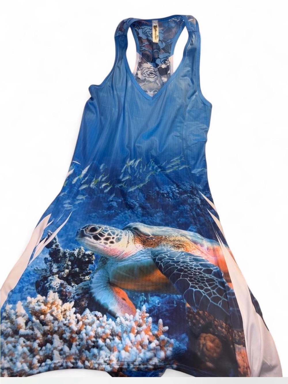 Shoreline Blue Turtle Print Women's Swim Coverup